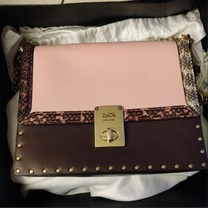 Coach X Jennifer Lopez  Pink and Brown Hutton Crossbody Bag